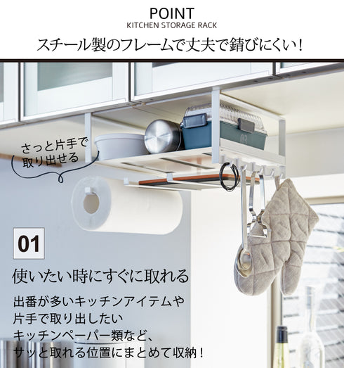 戸棚下多機能ラック ホワイト プレート.|s2